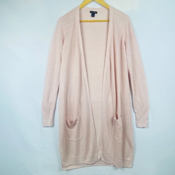 Halogen Sweaters - Halogen Women's Sz M Long sleeve Linen Blend Open Blush Pink Duster Cardigan